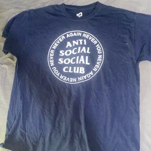Navy Anti Social Social Club cotton tshirt, size xl